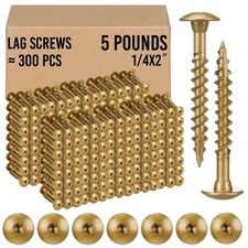 Yaocom 300 Pcs 1/4" x 2" Deck Screws Star Drive Construction Lag Screws 5lb G...