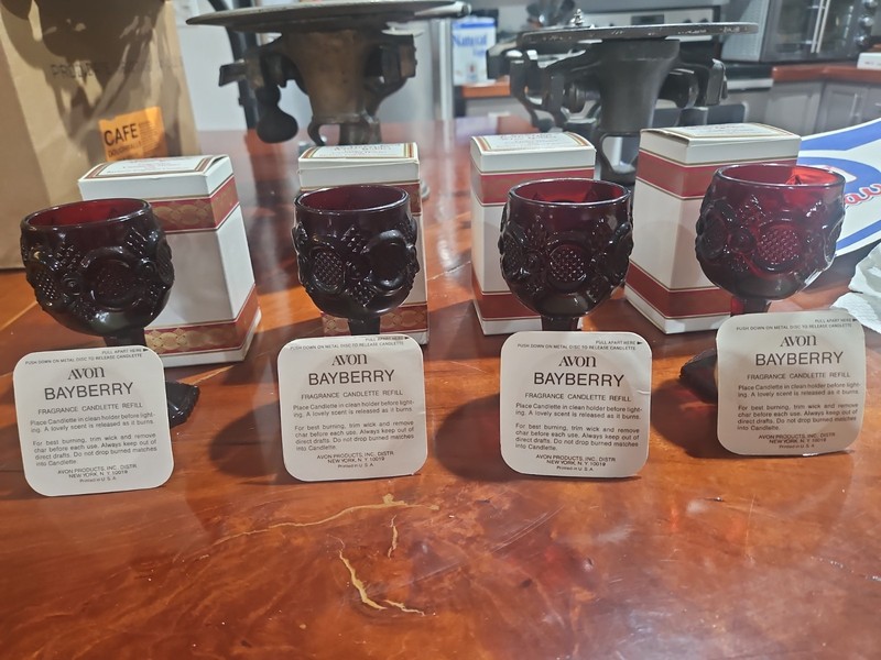 4 NIB Avon 1876 Cape Cod Red Glass Wine Goblets 4 1/2” set of 4-Bayberry Frag