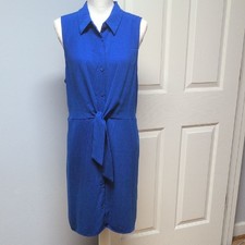 Nine West Gorgeous Blue Sleeveless Fully Lined Button-Down Dress Size XXL