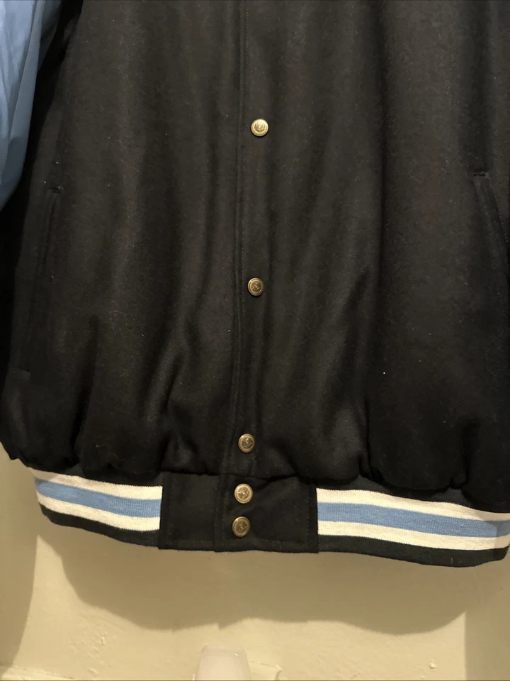 Vintage 2000s Chrysler Leather Wool Blue RARE Retro Car Varsity Jacket Size XL - Image 4 of 4