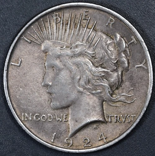 1924 $1 PEACE SILVER DOLLAR KM# 150 Grade:  F+ A6912