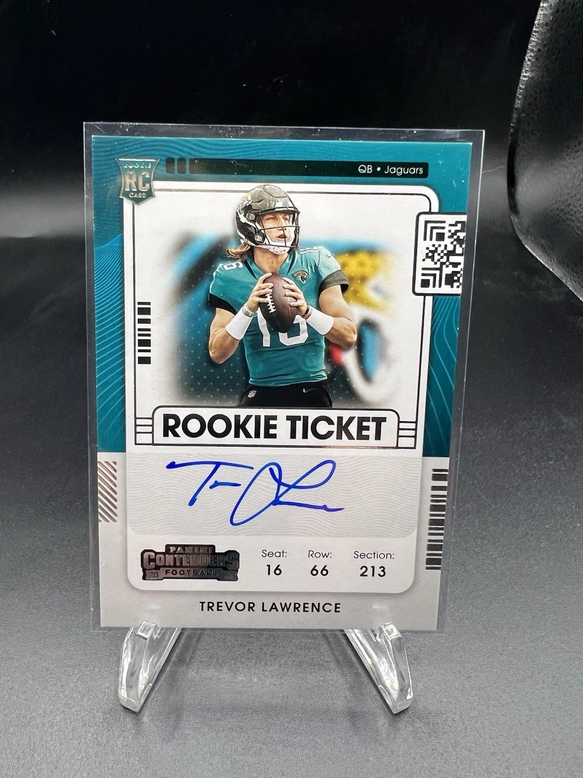 Trevor Lawrence Panini Contenders Optic #101 Autograph-Cyan Printing Plate 1/1