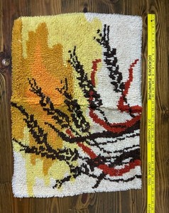 Vintage 1970's Hand Hooked Rug Wall Hanging