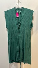 ISABEL MARANT leaf green viscose/cotton pintucked Slip included Dress