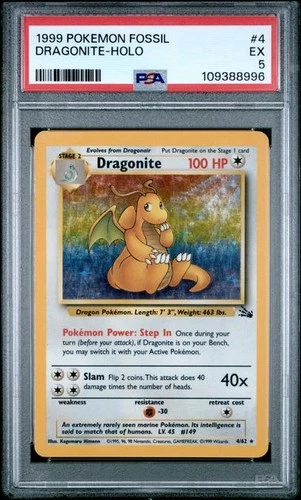DRAGONITE Fossil Holo Rare #4 PSA 5 Vintage Pokemon [Nostalgium]