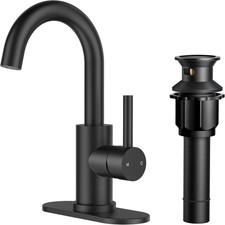 Black Bathroom Faucet 1 or 3 Hole Sink Single Handle, 360  Swivel Gooseneck Spou