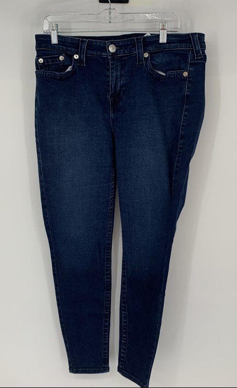 True Religion Womens Halle Blue Denim Mid-Rise Super Skinny Jeans Size 34