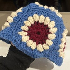 Boho Handmade Crochet Granny Square multicolor Hat Patchwork Knit