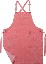 Denim Chef Apron for Women with Pockets, Jean Waitress Server Kitchen Apron for