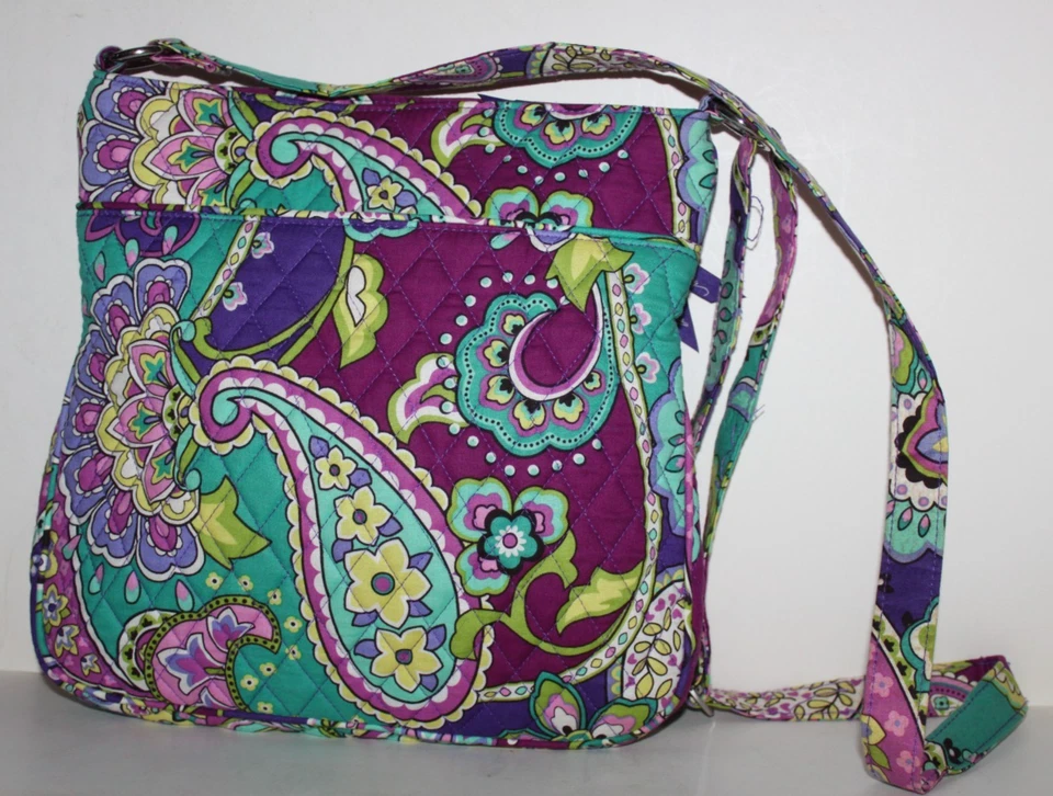 NEW Vera Bradley Crossbody Handbag Floral purple pink turquoise Paisley Purse - Image 4 of 4