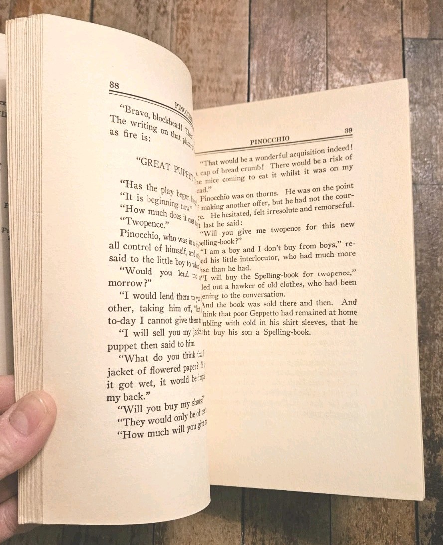 Early 1900s. Pinocchio by C. Collodi | Hardcover Antique Classic Book Orange