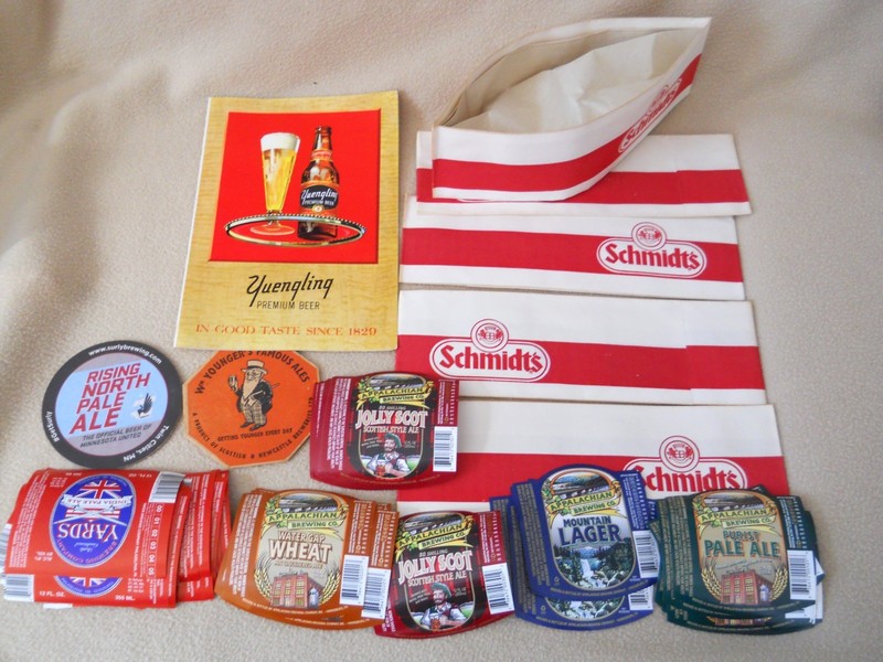 Vintage Beer Advertising Lot / Labels / Paper Hats / Coasters / NEW