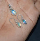 925 SOLID STERLING SILVER ETHIOPIAN OPAL HOOK EARRING CHAIN PENDANT SET