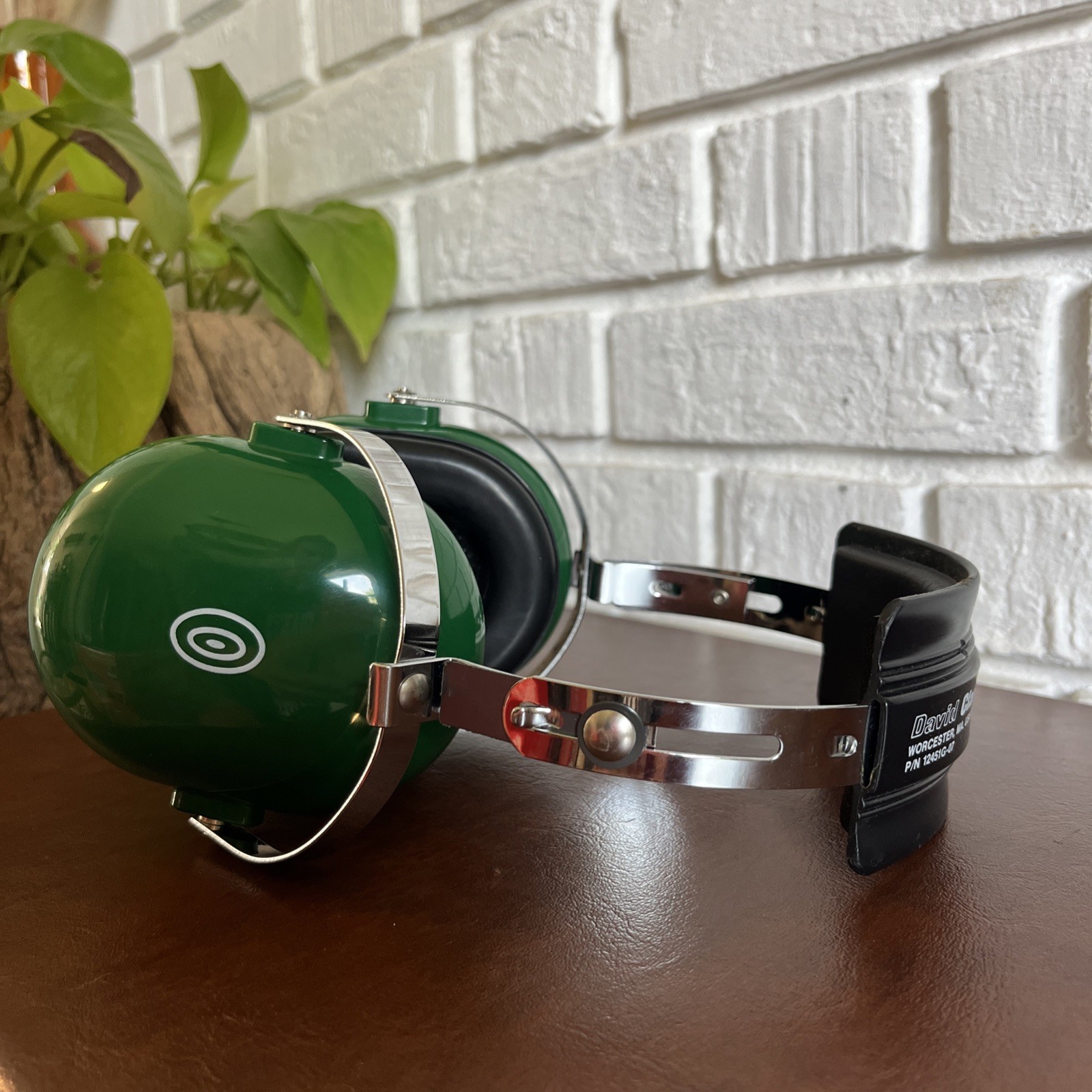 Vintage David Clark Green Straightaway Model 10AS Hearing Ear Protector Earmuffs