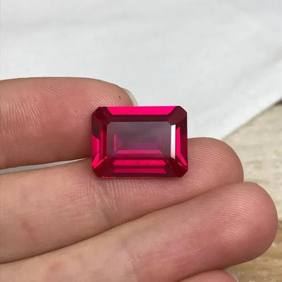 10+ Ct Natura Burma Red Color Ruby Emerald  Cut Certified Loose Gemstone