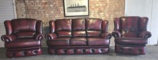 Red Oxblood Vintage Three Piece chesterfield Suite