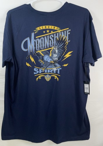 T-shirt uomo Brad Paisley Moon Shine Spirit Eagle Lightning blu navy XXL (2XL) nuova con etichette - Foto 3 di 5