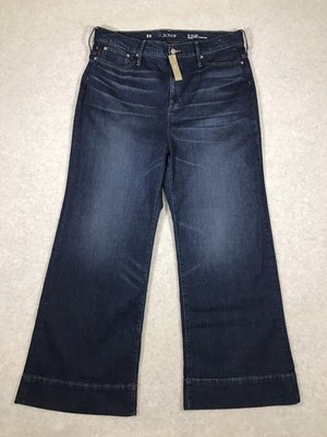 J Crew Jeans '96 Denim Trouser Women 35 (41X31) High Rise Wide Leg Dark Wash NWT