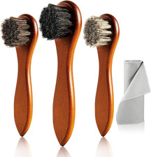 4-Piece Horse Hair Shoe Brush Shine Kit, Shoe Polish Brush, Leather Shoes Boot C