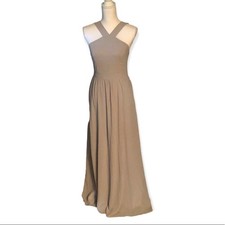 Lulus Air of Romance Size S Taupe Maxi Dress Bridesmaid Wedding Formal Prom