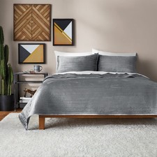 Soft Velvet Quilt Full/Queen Soothing Grey Soft  Cozy Bedding