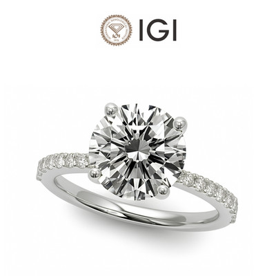 IGI 3.50 CT E VS2 Round Cut Lab Grown Diamond Engagement Ring Platinum 900