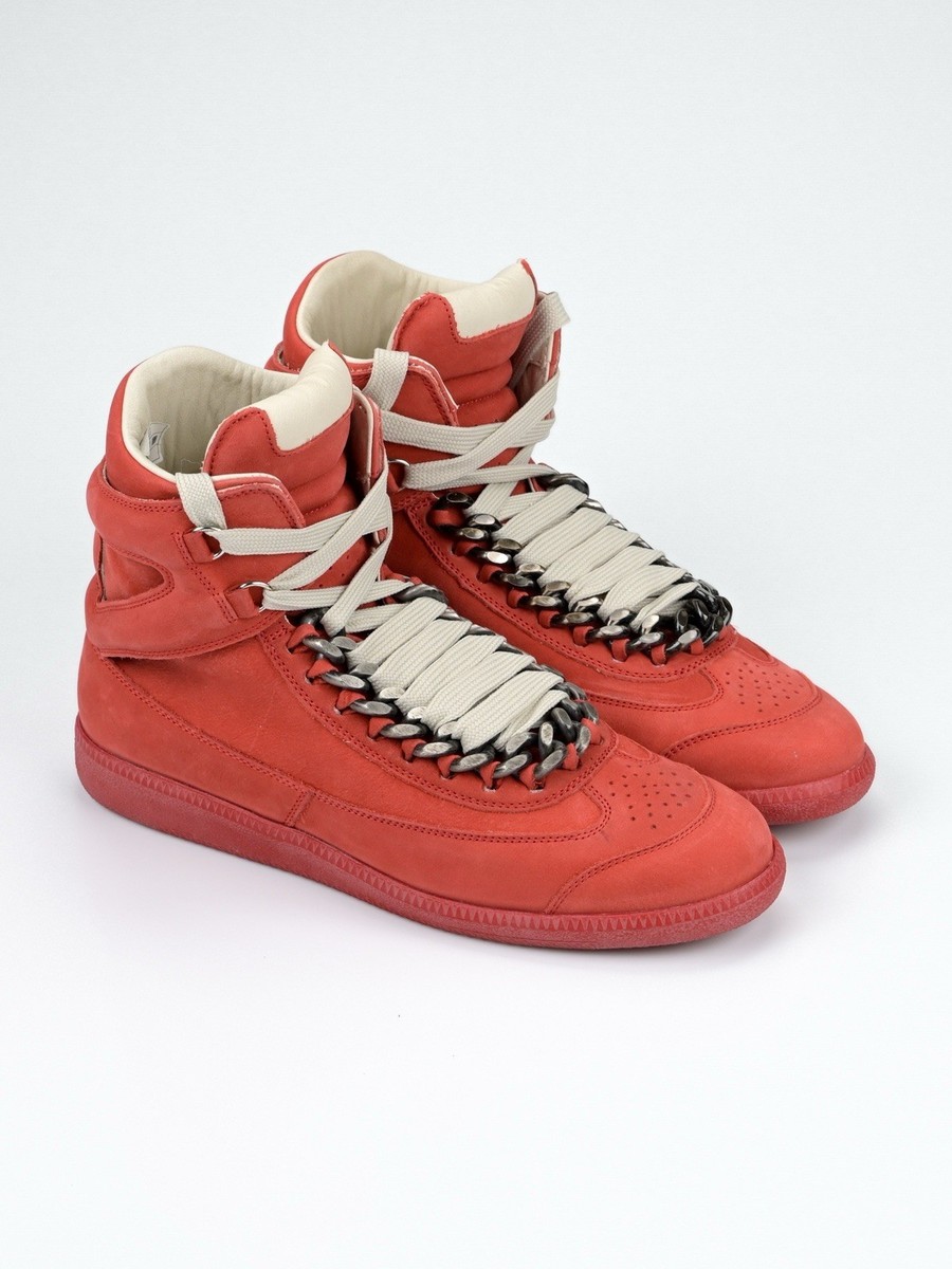 Maison Margiela High Top Suede Chain Link Red Sneakers 42 | eBay