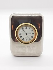 IBM Silverplate Desk Clock "Its Time for Women in Technology " Vintage Working