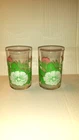 Set of 2 Vintage 1950s Federal Glass Floral Pansy Juice Glasses 3.5 in. ~ Cute!!
