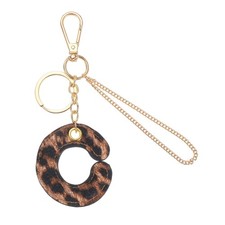 Initial Letter Keychain Letter C - Leopard Alphabet Key Chain, Gold