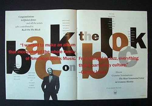 Quincy Jones Back On The Block 1991 Fold Open Poster Type Ad, Promo Advert
