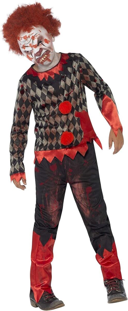 Deluxe Zombie Clown Costume Kids Red Green Deluxe Zombie Clown Costume Kids Red Green