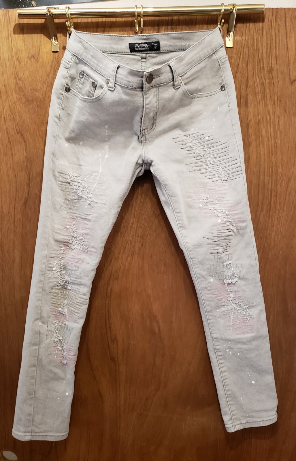 Trestles Supply Co. 32-38 Graffiti Paint Splatter Skinny Jeans Cotton Spandex
