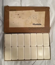 Vintage Set Of Puremco No. 616 Standard Marblelike Dominoes Made In USA