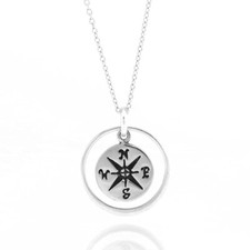 Sterling Silver Compass Hoop Charm Minimalist...