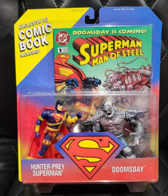 DC Hunter-Prey Superman Doomsday Action Figures & Comic Set - 1995 Kenner