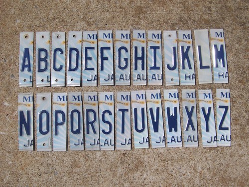 Single Mississippi Blue & White License Plate Letters for Crafts Signs Art