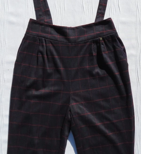 HARLYN Anthropologie Mujer EE. UU. 8 M Azul Marino Tartán Cuadros Pantalones Tirantes Pantalones Foto 3 de 4