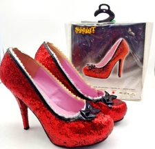 Spirit Costume Princess 5001 5" Glitter Red Sparkle Pump Shoes Halloween Sz: L 9