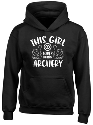 This Girl Loves doing Archery Jungen Mädchen Kinder Hoodie