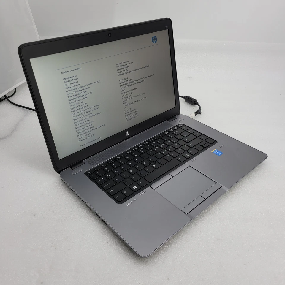 HP EliteBook 750 G1 Core i5 4210U 1,7 GHz 4 GB de RAM sin disco duro 15,6" ***Arranque a la Bios Foto 4 de 4