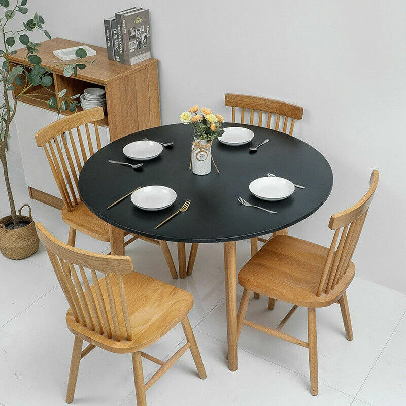 Round Waterproof Oil Proof Table Cover Elastic Fitted Tablecloth Protector Ⓢ - Image 4 of 4