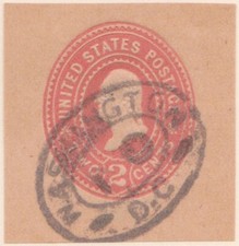 (F247-125) 1899 EE. UU. 2c Carmine Washington (U366) recortado (DY)