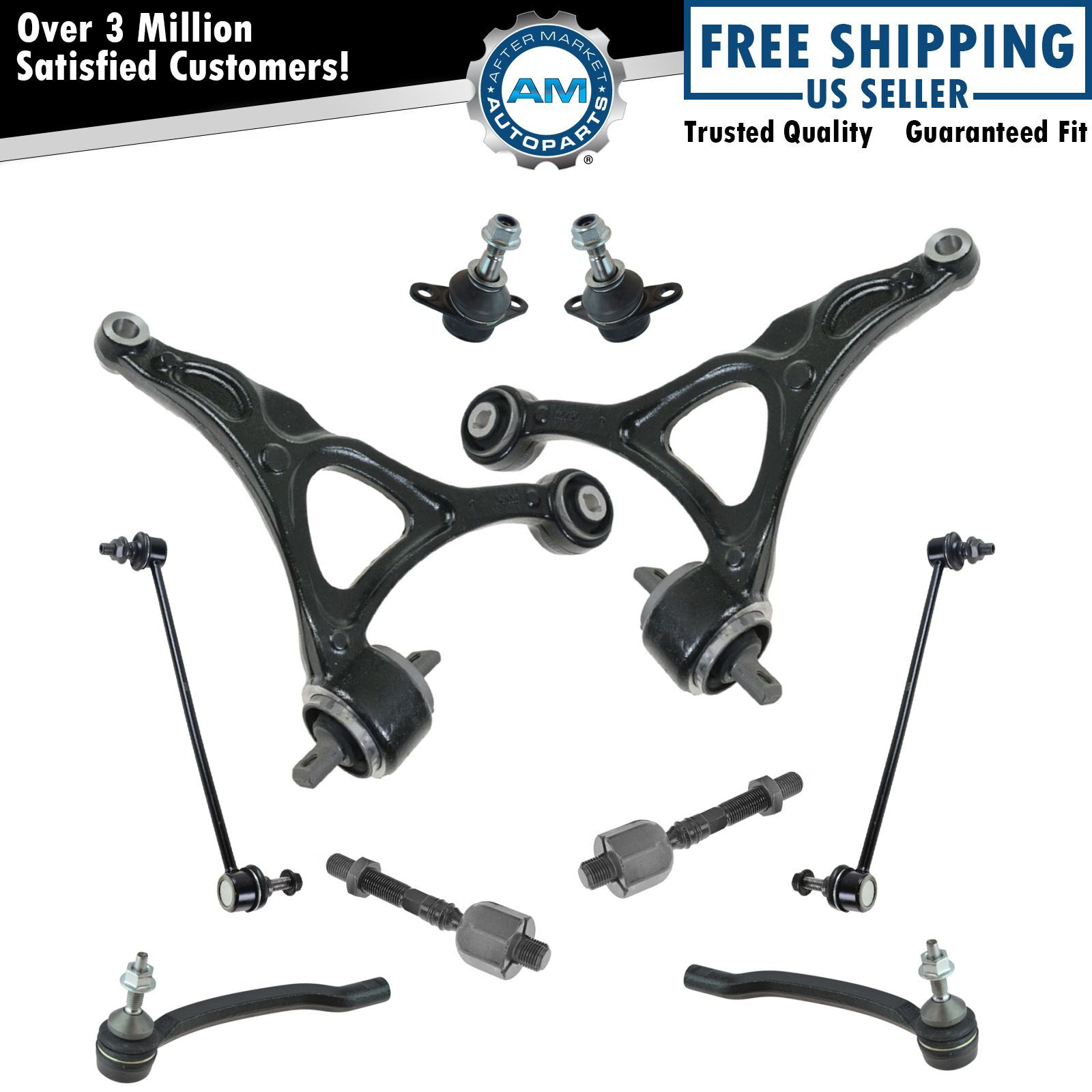 10 Piece Kit Tie Rod Control Arm Ball Joint Sway Bar Link LH RH for