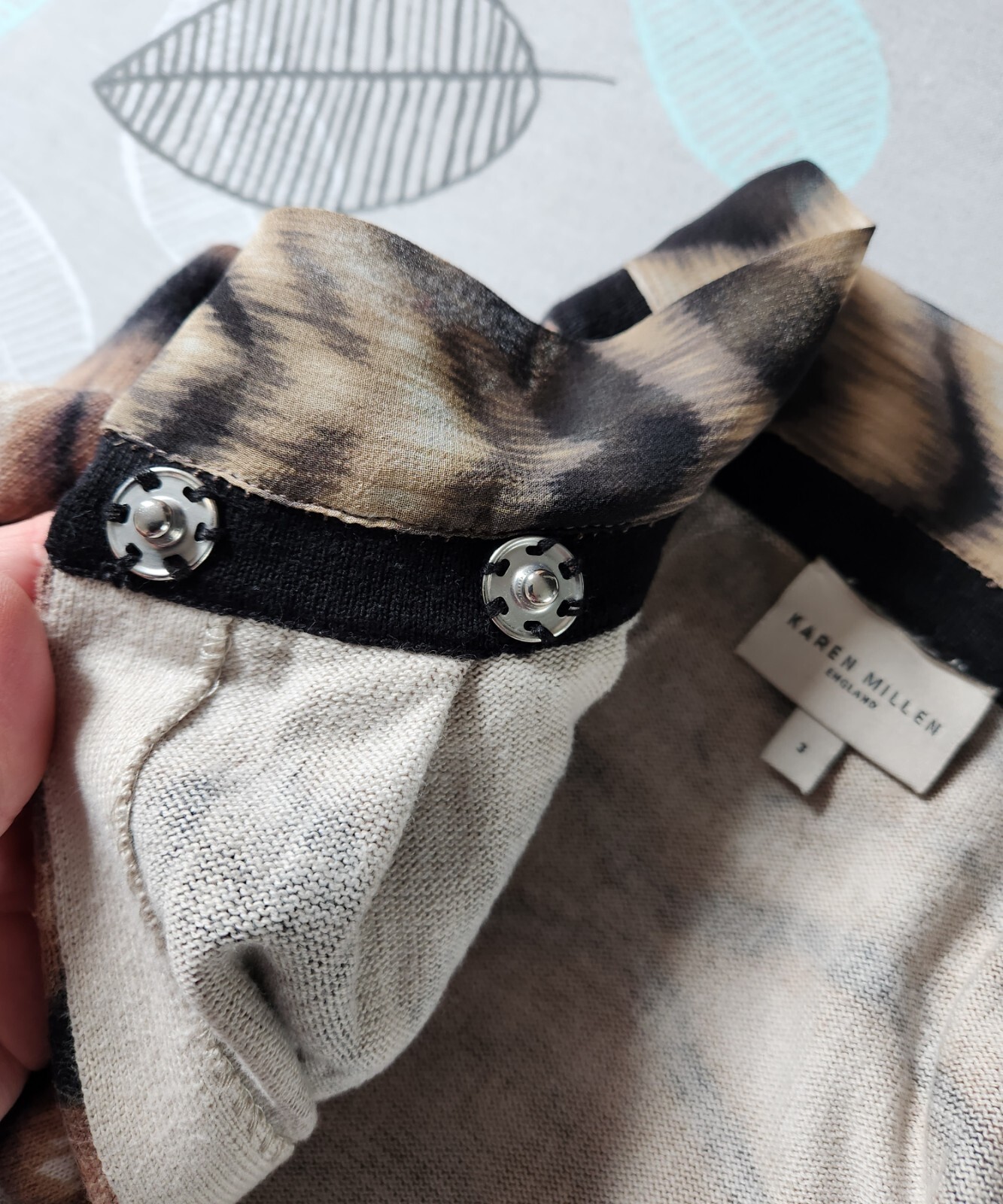 Karen Millen Size 3 Animal Print Crossover Cardigan With Silk Tie and