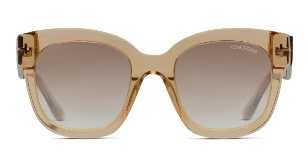 Пластиковая оправа солнцезащитных очков Tom Ford Beatrix-02 TF613 45F Желтый кошачий глаз 52-22-140 48790₽