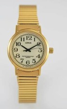 Lorus Luminescent Mens Stainless Steel Gold Stretch Battery Quartz Watch