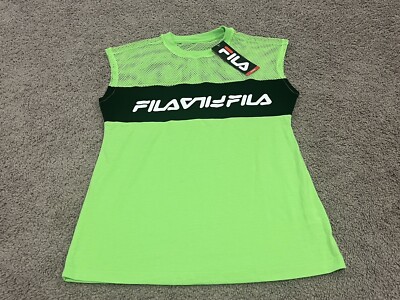 NWT FILA PLAY DATE WOMEN'S GREEN CREW NECK SLEEVELESS MESH T-SHIRT Med