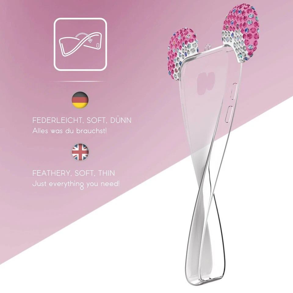 Urcover Samsung Modelli A TPU Orecchie Topo Strass Bling Ear Cover Glitter - Immagine 4 di 4