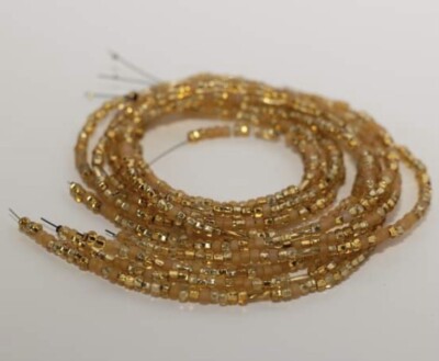 Vintage Czech Glass Seed Beads-6 Strands-HUNDREDS SPARKLE GOLD Size 6 (1mm Hole)